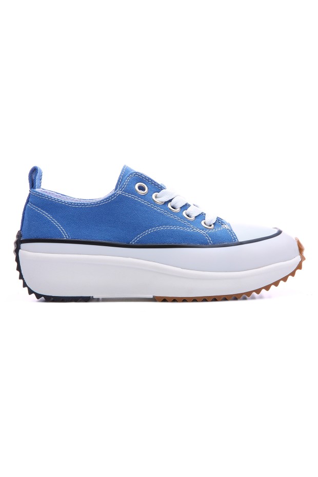 Açık Mavi Bağcıklı Yüksek Taban Günlük Kadın Spor Ayakkabı - 89070