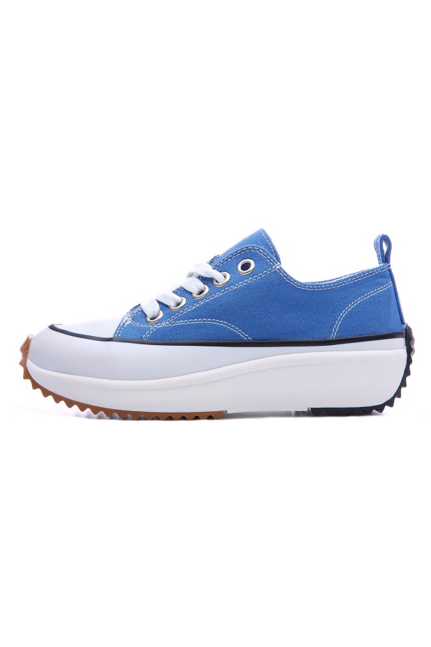 Açık Mavi Bağcıklı Yüksek Taban Günlük Kadın Spor Ayakkabı - 89070 - Thumbnail