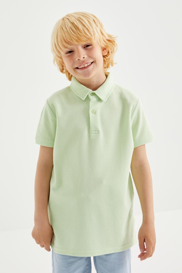Tommy Life Açık Yeşil Klasik Kısa Kollu Polo Yaka Erkek Çocuk T-Shirt - 10962. 3