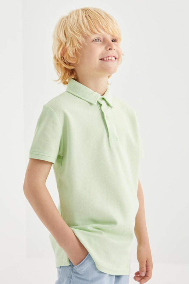 Tommy Life Açık Yeşil Klasik Kısa Kollu Polo Yaka Erkek Çocuk T-Shirt - 10962. 1