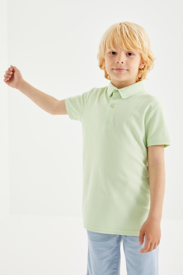 Tommy Life Açık Yeşil Klasik Kısa Kollu Polo Yaka Erkek Çocuk T-Shirt - 10962. 5