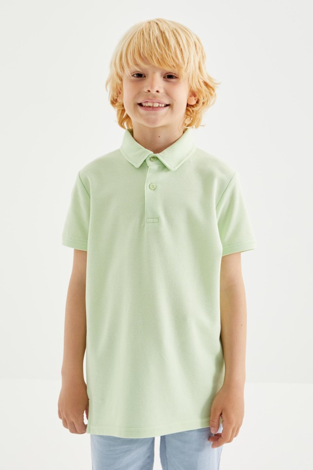 Tommy Life Açık Yeşil Klasik Kısa Kollu Polo Yaka Erkek Çocuk T-Shirt - 10962. 7
