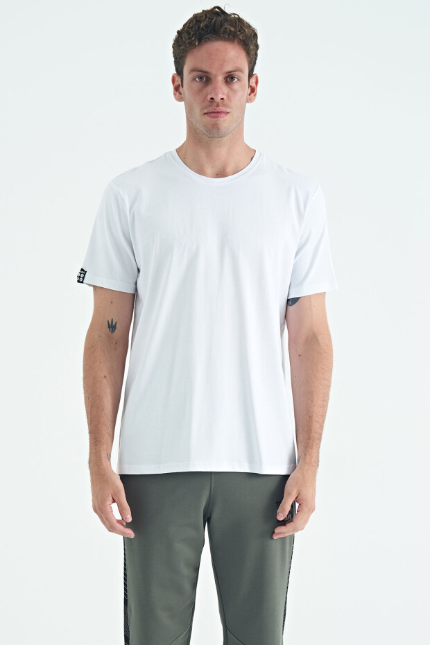 Beyaz Erkek Basic Kısa Kol Standart Kalıp O Yaka T-shirt - 87911