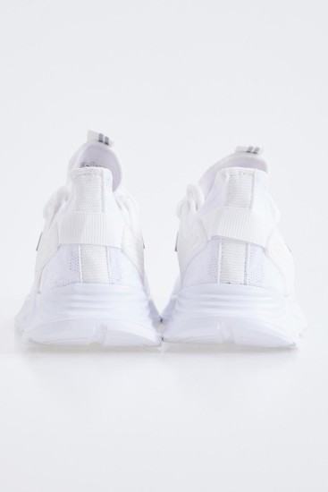Beyaz Bağcıklı Yazı Detaylı Yüksek Taban Erkek Spor Ayakkabı - 89100 - Thumbnail