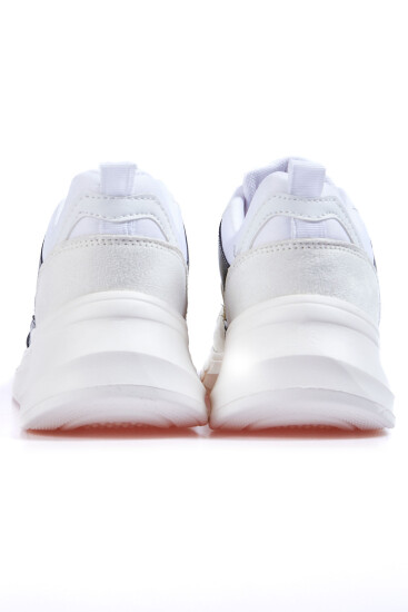 Beyaz Bağcıklı Yüksek Taban File Detaylı Renkli Kadın Spor Ayakkabı - 89203 - Thumbnail