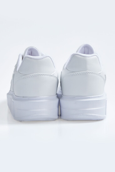 Beyaz Bağcıklı Yüksek Taban Suni Deri Kadın Spor Ayakkabı - 89200 - Thumbnail