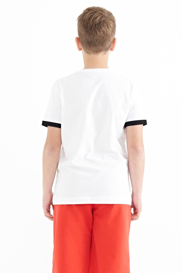 Beyaz Baskılı Standart Kalıp O Yaka Erkek Çocuk T-Shirt - 11097
