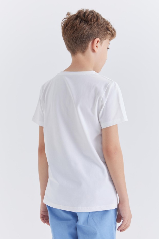 Tommy Life Beyaz Dinazor Baskılı Kısa Kol Standart Kalıp O Yaka Erkek Çocuk T-Shirt - 10865. 7
