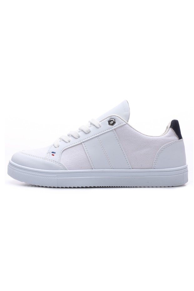 Beyaz Bağcıklı Suni Deri Detaylı Erkek Spor Ayakkabı - 89065
