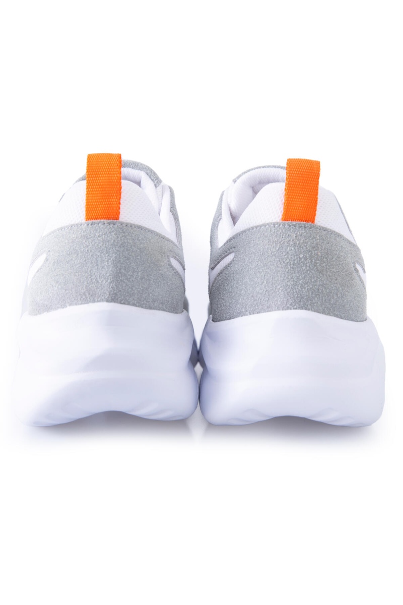 Beyaz Çift Renkli Bağcıklı Yüksek Taban Erkek Spor Ayakkabı - 89097 - Thumbnail