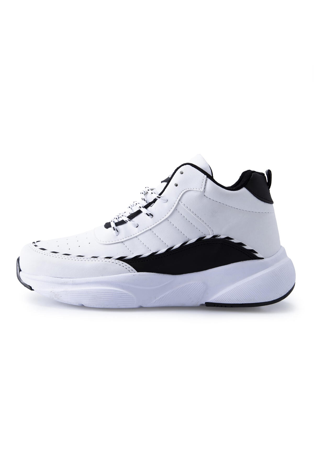 Beyaz Yüksek Bilekli Şeritli Yüksek Taban Erkek Spor Ayakkabı - 89094