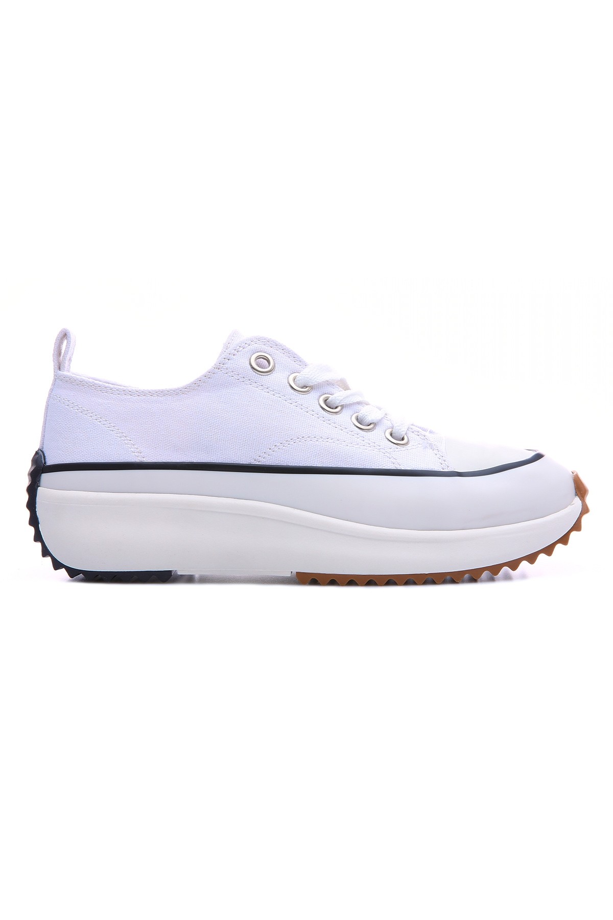 TommyLife - Beyaz Bağcıklı Yüksek Taban Günlük Kadın Spor Ayakkabı - 89070