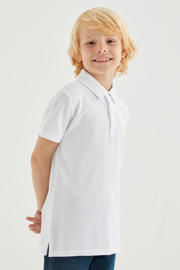 Tommy Life Beyaz Klasik Kısa Kollu Polo Yaka Erkek Çocuk T-Shirt - 10962. 3