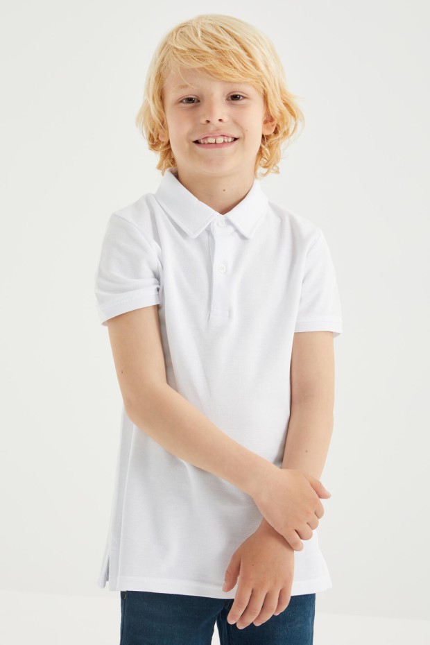 Tommy Life Beyaz Klasik Kısa Kollu Polo Yaka Erkek Çocuk T-Shirt - 10962. 7