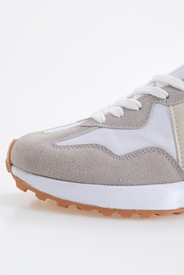 Beyaz Mantar Topuk Detaylı Bağcıklı Kadın Spor Ayakkabı - 89076 - Thumbnail