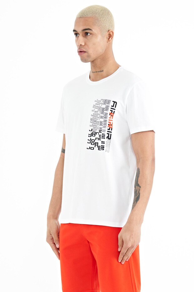 Alan Beyaz Standart Kalıp Erkek T-Shirt - 88208