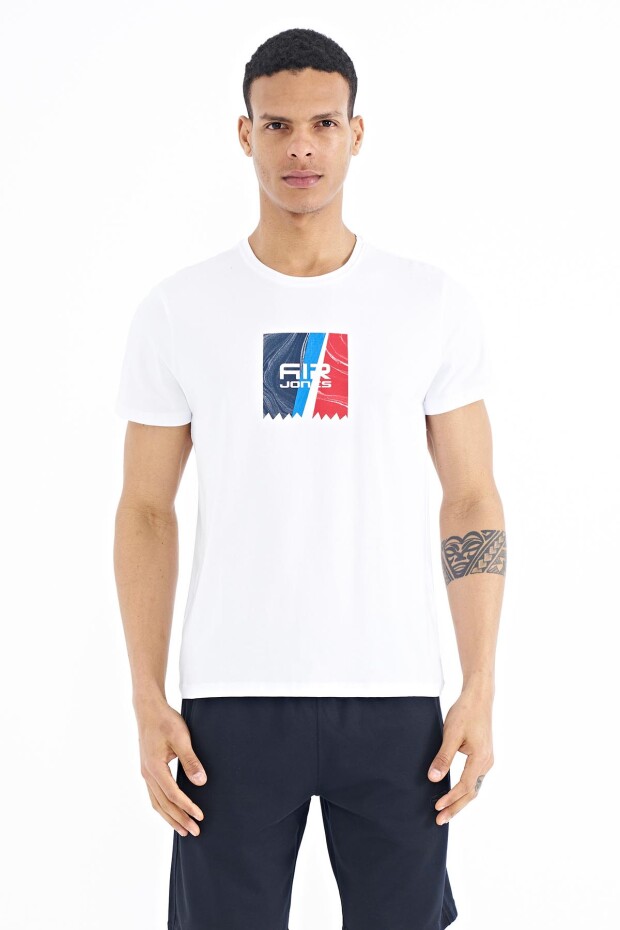 Frank Beyaz Standart Kalıp Erkek T-Shirt - 88219