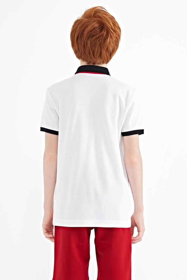 Tommy Life Beyaz Yazı Baskı Desenli Standart Kalıp Polo Yaka Erkek Çocuk T-Shirt - 11143. 5