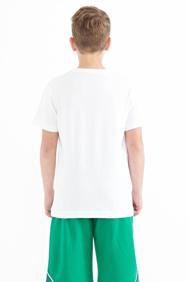 Beyaz Yazı Baskılı O Yaka Standart Kalıp Erkek Çocuk T-Shirt - 11100