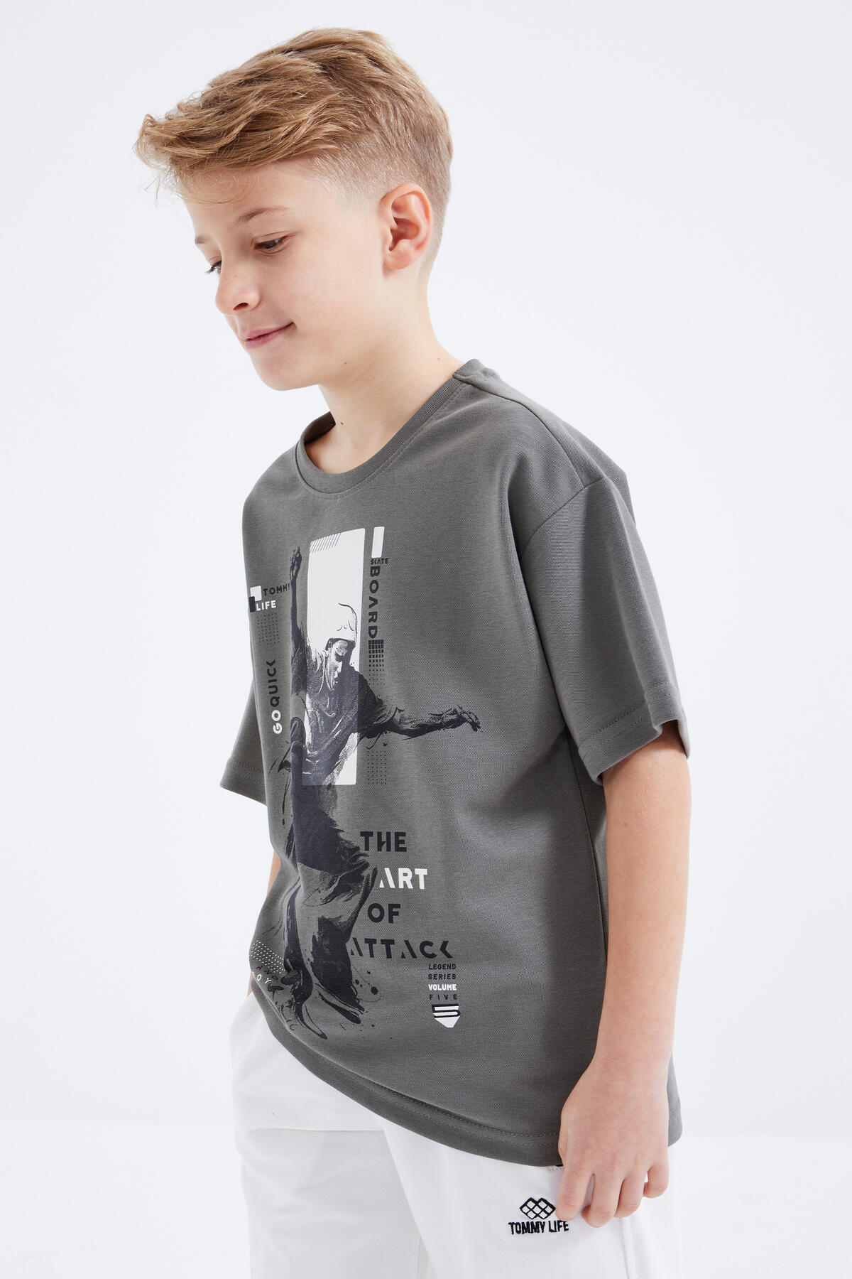 Çağla Baskılı Kısa Kollu O Yaka Erkek Çocuk T-Shirt - 10912