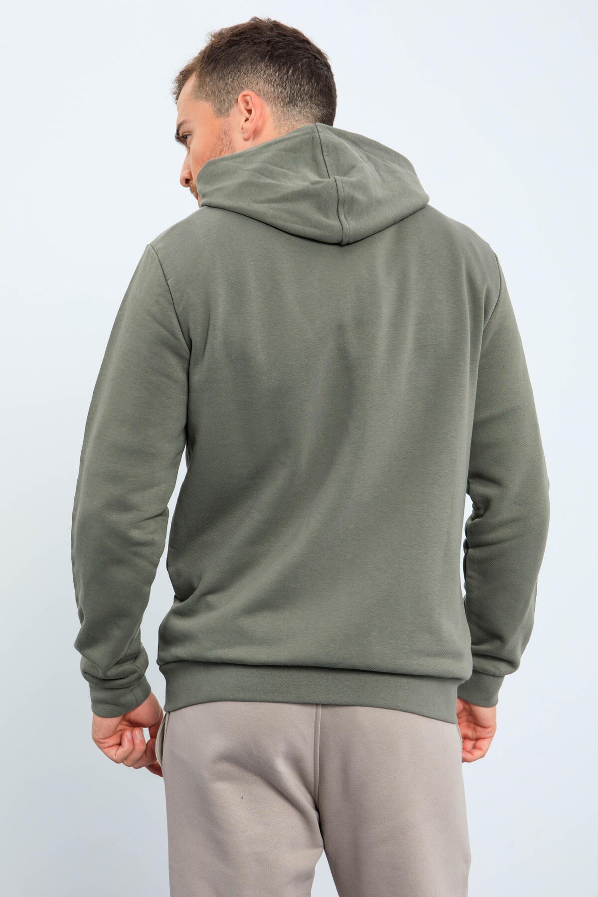 Çağla Basic Kapüşonlu Rahat Form Nakış Detaylı Fermuarlı Erkek Sweatshirt - 88035