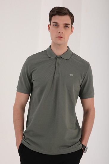 TommyLife - Çağla Basic Logolu Standart Kalıp Triko Polo Yaka Erkek T-Shirt - 87748