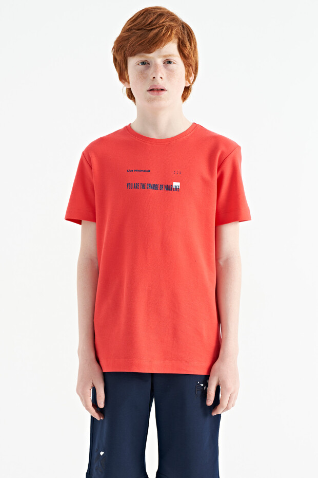 Coral Baskı Detaylı O Yaka Standart Kalıp Erkek Çocuk T-Shirt - 11117