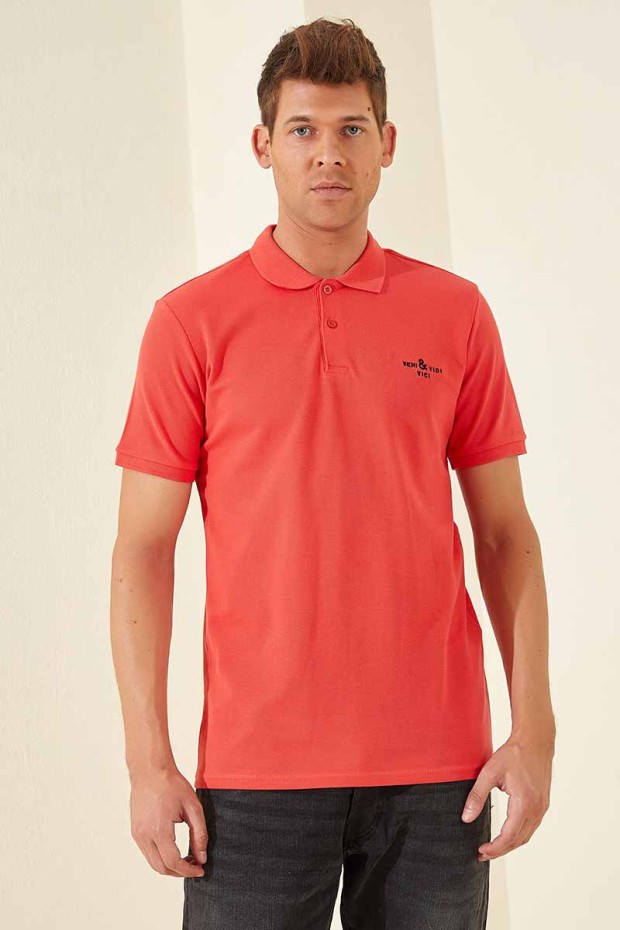 Coral Klasik Kısa Kol Standart Kalıp Polo Yaka Erkek T-Shirt - 87787 - Thumbnail