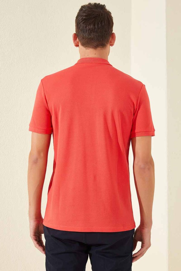 Coral Klasik Black Yazı Nakışlı Standart Kalıp Polo Yaka Erkek T-Shirt - 87760