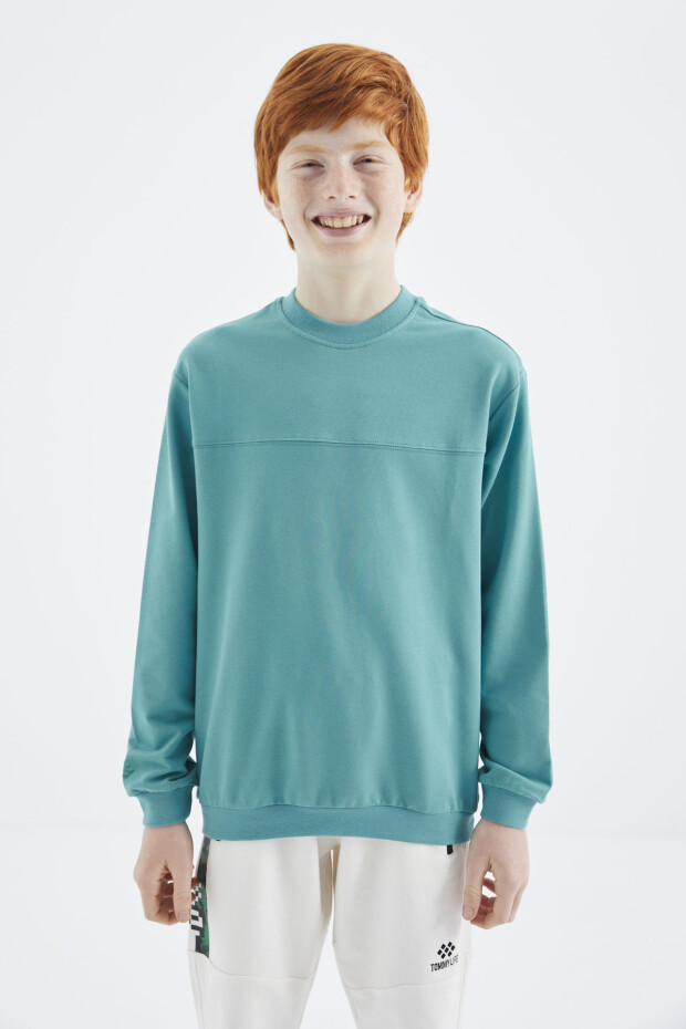 Deniz Yeşili Basic Erkek Çocuk Sweatshirt - 11173
