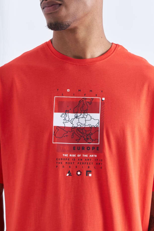 Fiesta Baskı Detaylı O Yaka Erkek Oversize T-Shirt - 88094