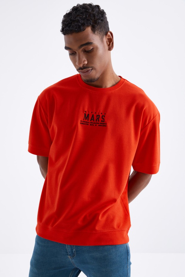Fiesta Mars Yazı Nakışlı O Yaka Erkek Oversize T-Shirt - 88104