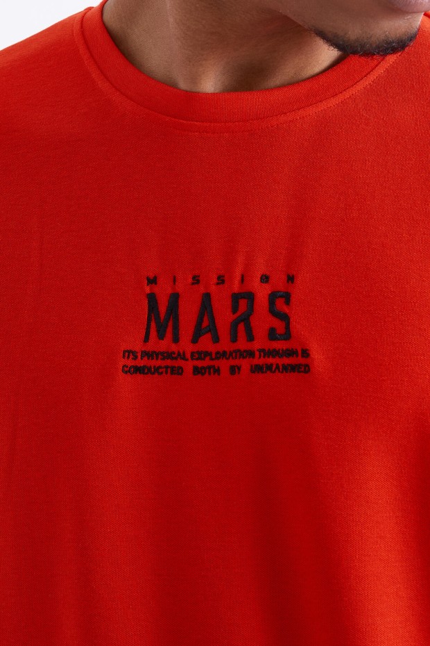 Fiesta Mars Yazı Nakışlı O Yaka Erkek Oversize T-Shirt - 88104