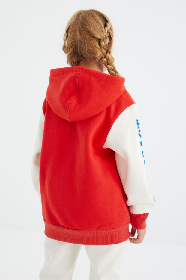 Fiesta Baskılı Fermuarlı Kapüşonlu Oversize Kız Çocuk Sweatshirt - 75094
