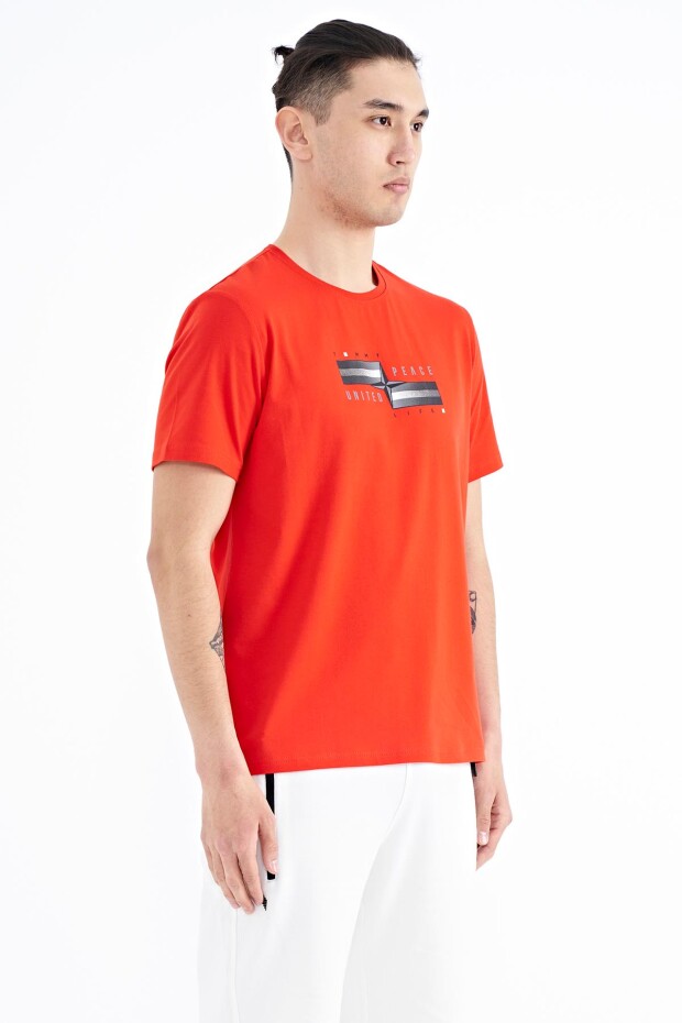 Fiesta Yazılı Şekil Basklı Standart Kalıp Erkek T-shirt - 88215