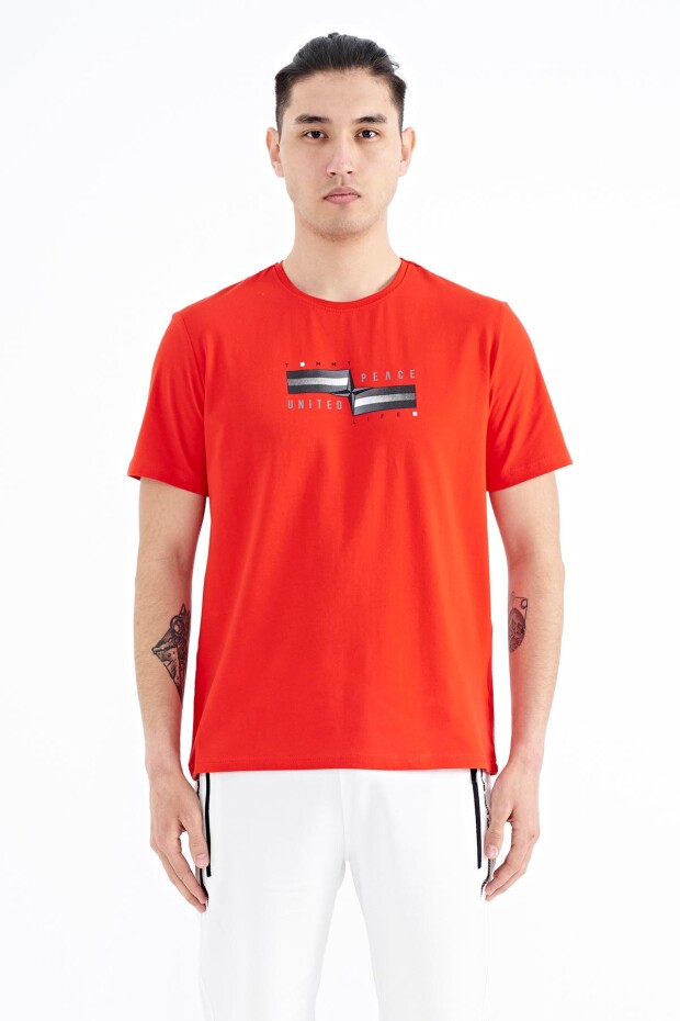 Fiesta Yazılı Şekil Basklı Standart Kalıp Erkek T-shirt - 88215