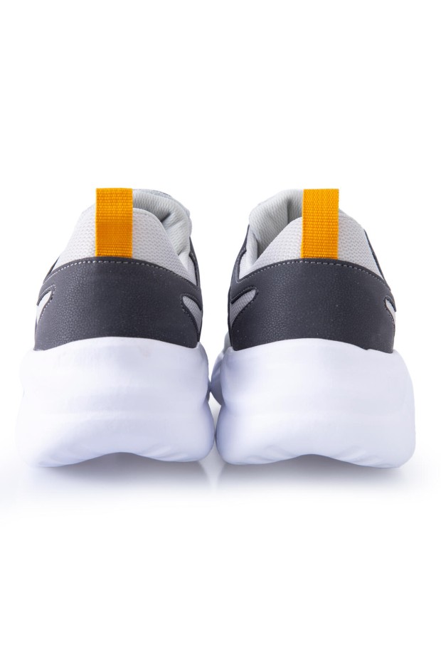 Füme Çift Renkli Bağcıklı Yüksek Taban Erkek Spor Ayakkabı - 89097 - Thumbnail