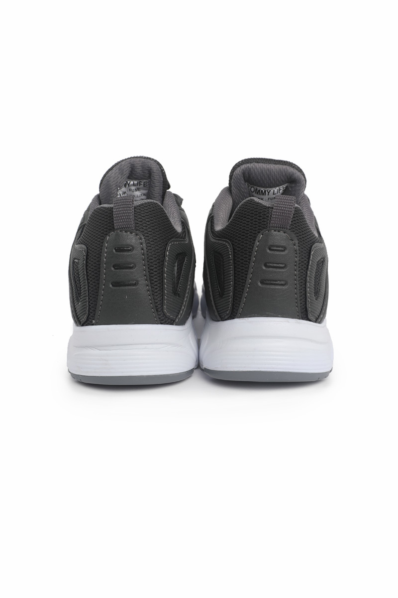 Füme-Siyah Erkek Şerit Detaylı Bağcıklı Yüksek Taban Spor Ayakkabı - 89045
