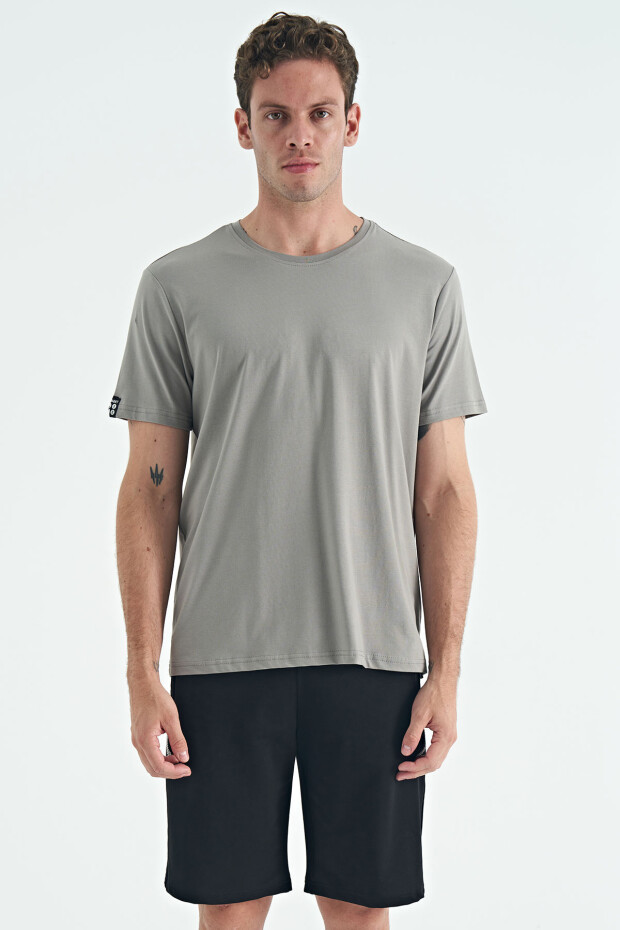Gri Erkek Basic Kısa Kol Standart Kalıp O Yaka T-shirt - 87911
