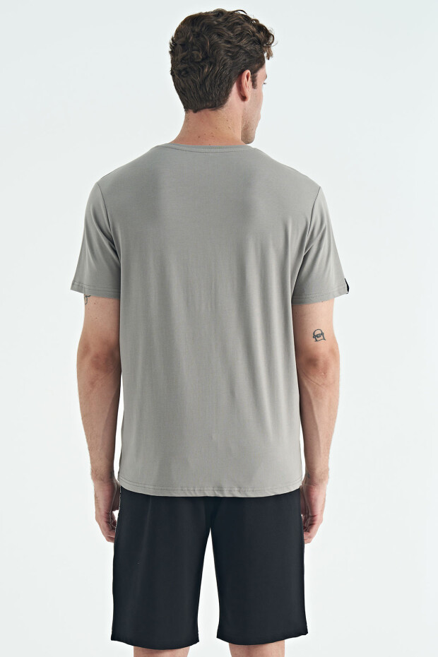 Gri Erkek Basic Kısa Kol Standart Kalıp O Yaka T-shirt - 87911