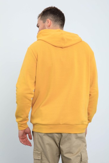 Hardal Desen Baskılı Kapüşonlu Rahat Form Erkek Sweatshirt - 88030 - Thumbnail