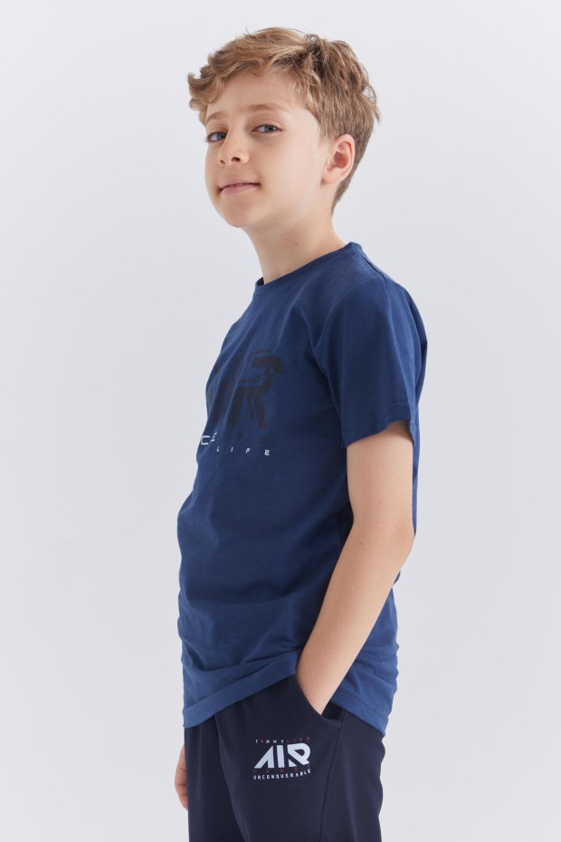 İndigo Air Baskılı O Yaka Kısa Kol Erkek Çocuk T-Shirt - 10852