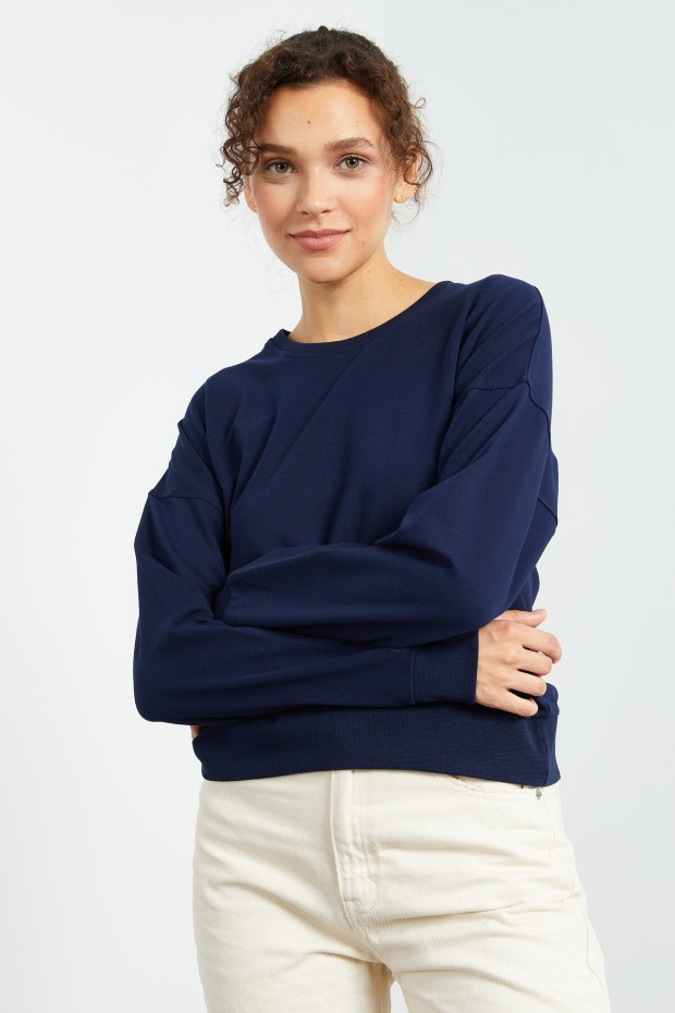İndigo Basic Rahat Form O Yaka Kadın Sweatshirt - 97114