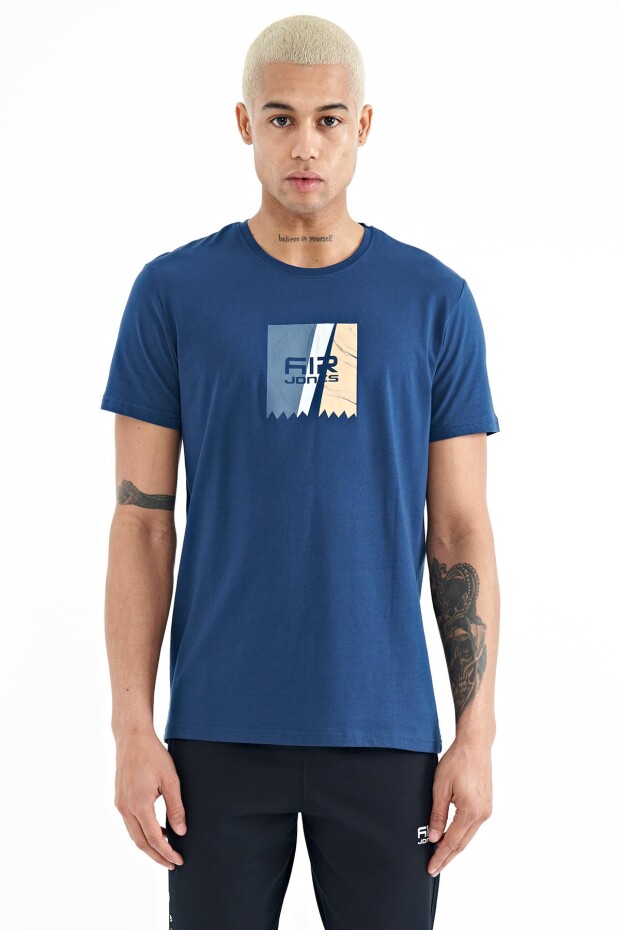 Frank İndigo Standart Kalıp Erkek T-Shirt - 88219