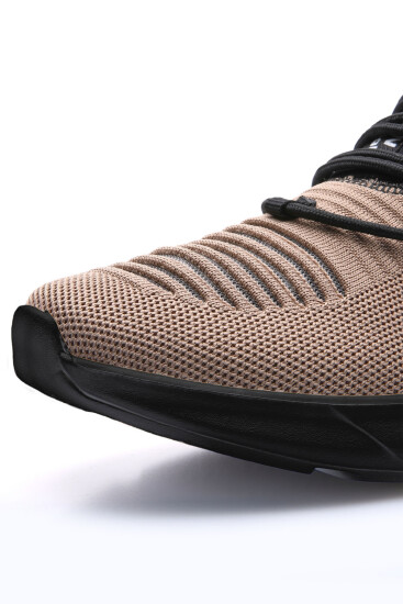 Kahverengi Lastik Bağcıklı Çizgi Detaylı Yüksek Taban Erkek Spor Ayakkabı - 89067 - Thumbnail