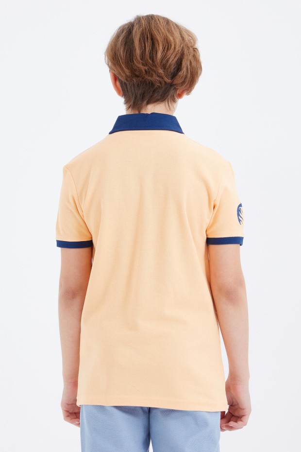 Kavun Içi Nakış Detaylı Kısa Kollu Polo Yaka Erkek Çocuk T-Shirt - 10893