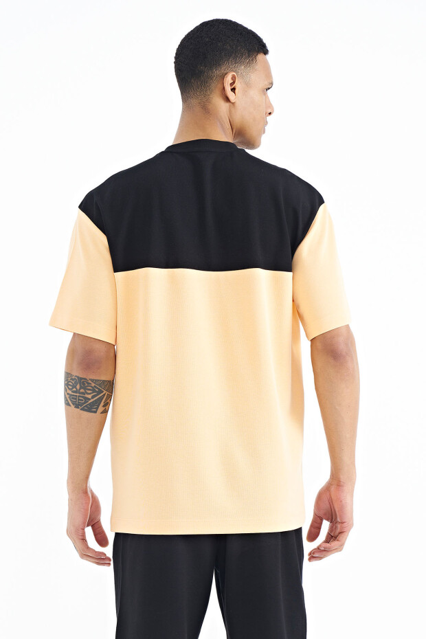 Kavun Içi Renk Geçişli Baskı Detaylı O Yaka Oversize Erkek T-shirt - 88225