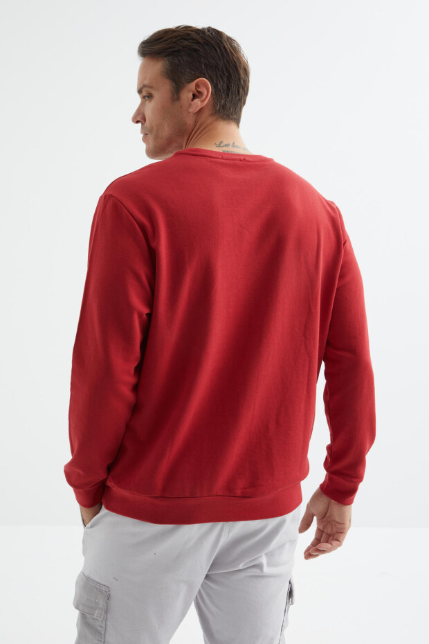 Kırmızı Basic O Yaka Rahat Form Erkek Sweatshirt - 88053