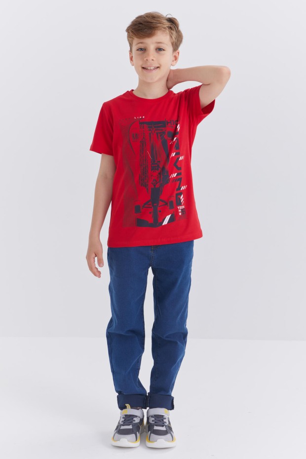 Tommy Life Kırmızı Baskılı Kısa Kol Standart Kalıp O Yaka Erkek Çocuk T-Shirt - 10866. 2
