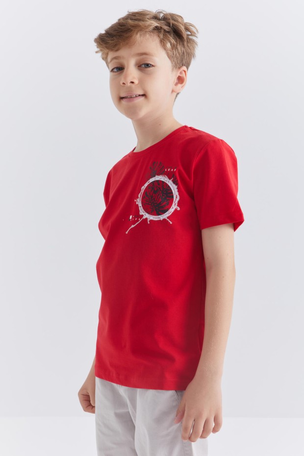 Tommy Life Kırmızı Baskılı O Yaka Kısa Kollu Standart Kalıp Erkek Çocuk T-Shirt - 10867. 3